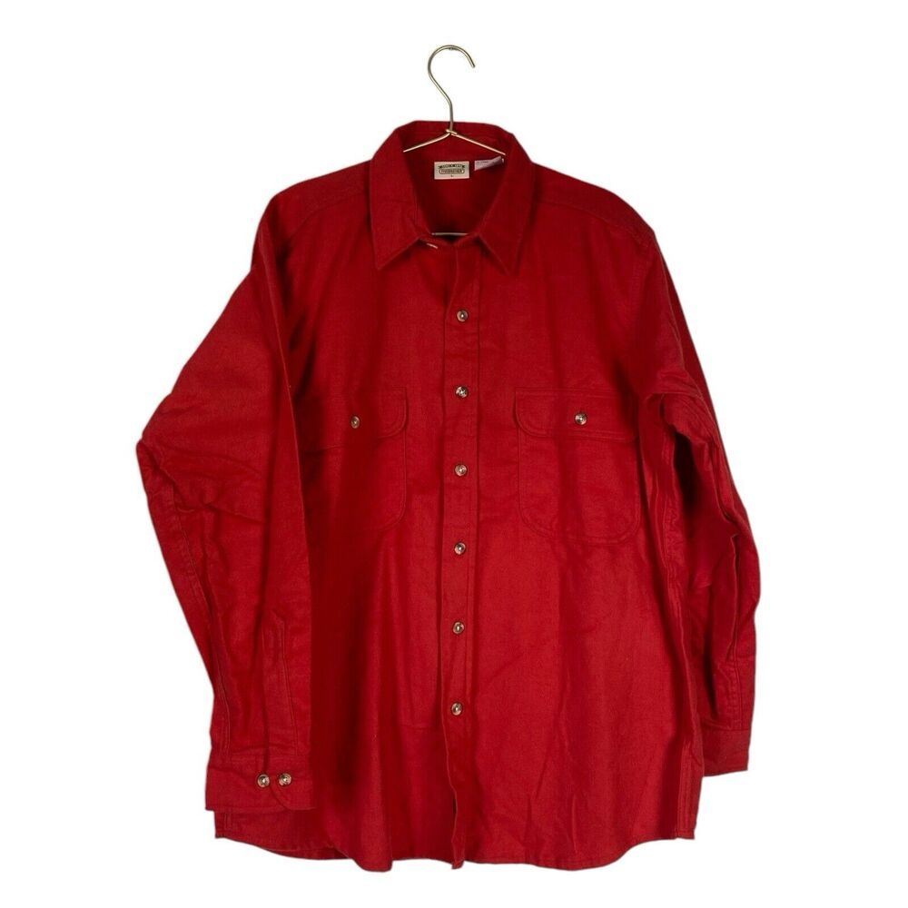 Five Brother VTG Shirt Mens Large Red Flannel Button Up Thick Workwear‎ 373
